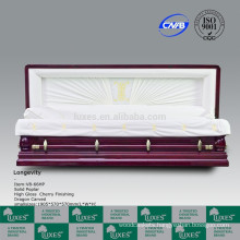 Hand Carved Wood Casket Coffin For Funeral With Chinese Dragon Carved